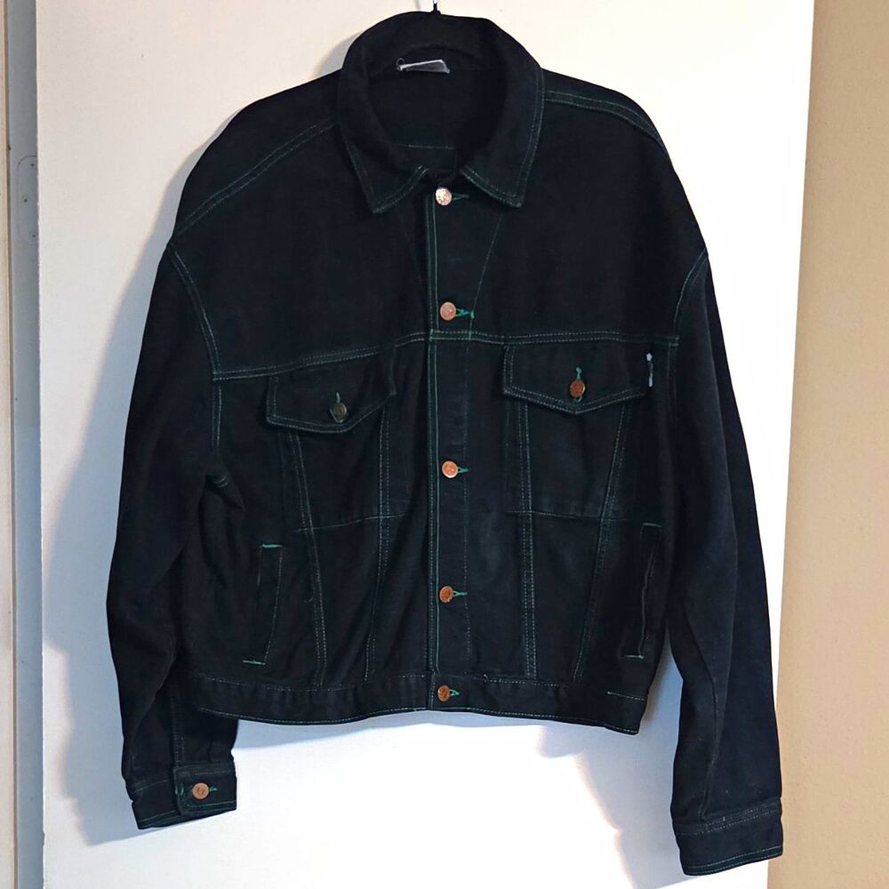 Cross Colours Vintage Men’s Black Denim Jacket XL (Size 1) Button Front